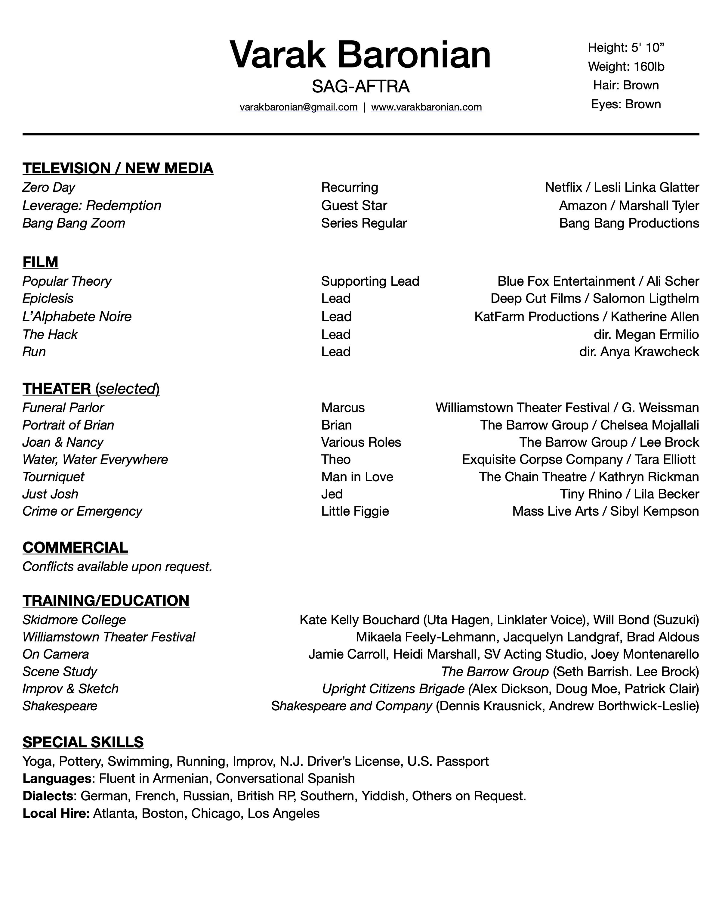 Varak Baronian Resume